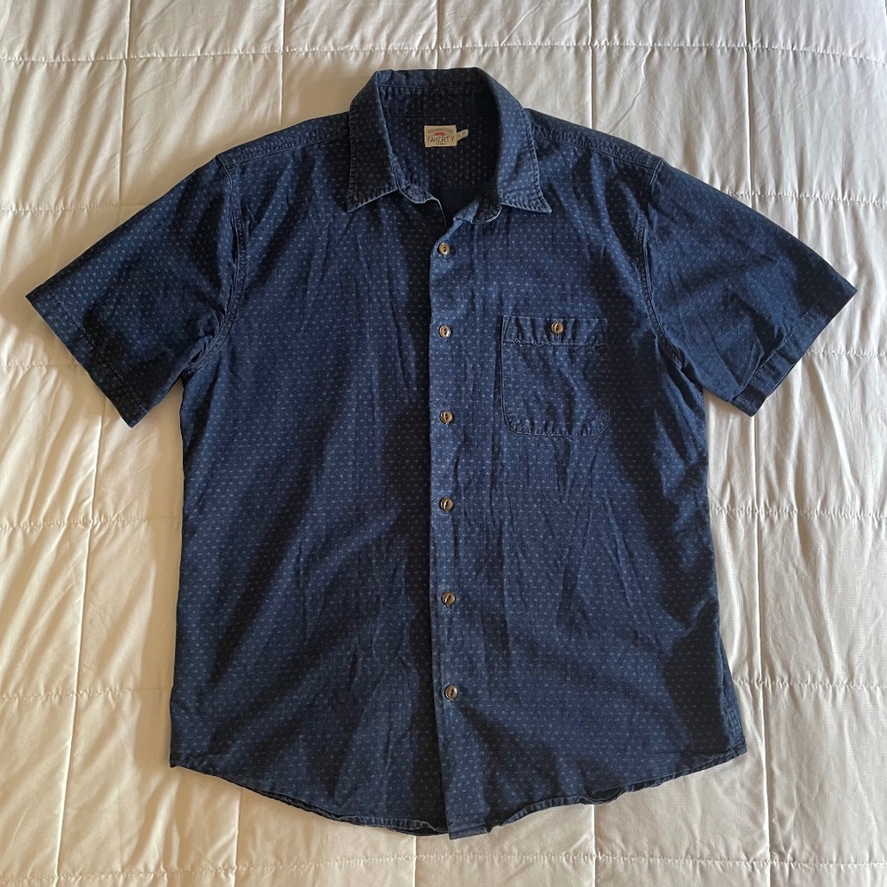 Faherty Short-Sleeve Button Down Cotton Shirt – Men's Large